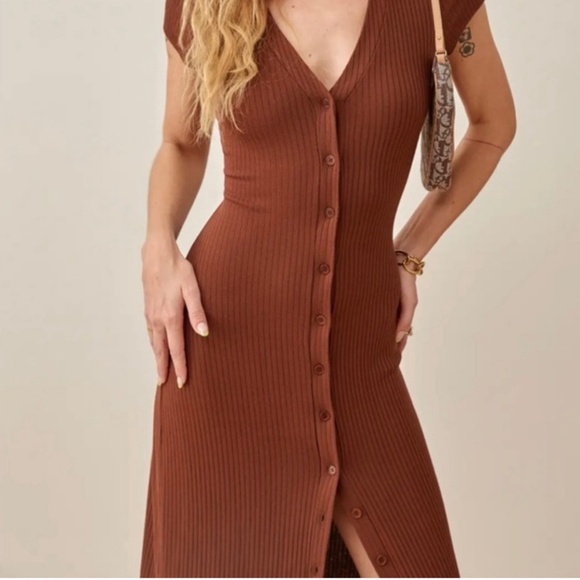 Reformation Brown Chestnut Maxi Cyprus Dress NWT - Picture 1 of 9
